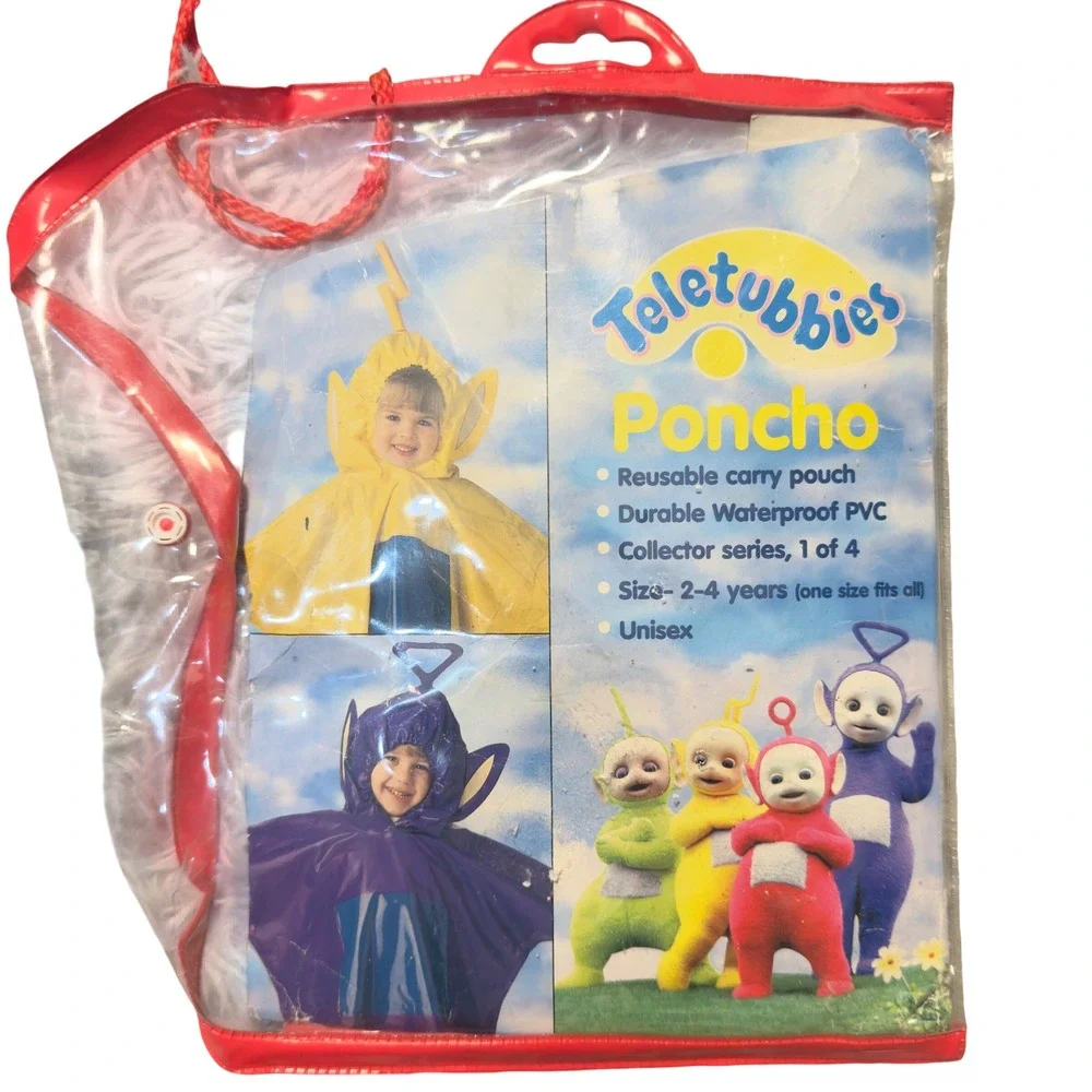 Vintage 1999 Teletubbies Po Red Rain Poncho‎ Kids Size 2-4 Years PVC with Pouch